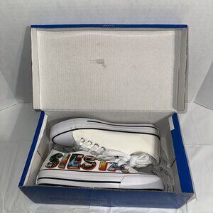 Landmarks Womens Siesta White Canvas Lace-Up Sneakers Size 5.5